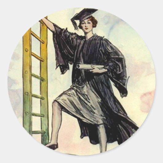STICKERS Afstuderen Lady Ladder of Success (Voorkant)