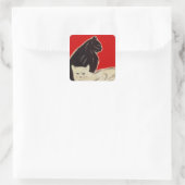 STICKERS Art Deco Stijl Zwart Wit Katten op Rood (Tas)