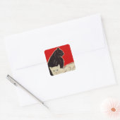 STICKERS Art Deco Stijl Zwart Wit Katten op Rood (Envelop)