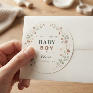 Stickers Baby Shower Boho Bloemrijke Rustieke Land