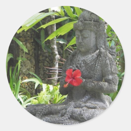 Stickers: Bali Statue Ronde Sticker (Voorkant)