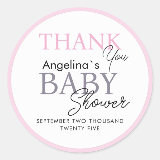 Stickers bedankt voor het baby shower. (Voorkant)