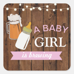 Stickers Biermeisje Baby shower Brewing Pink