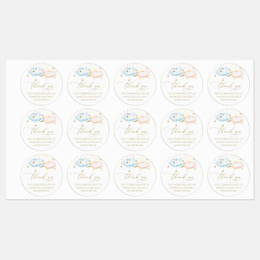 Stickers, blauwe en roze sterren labels (Vel)