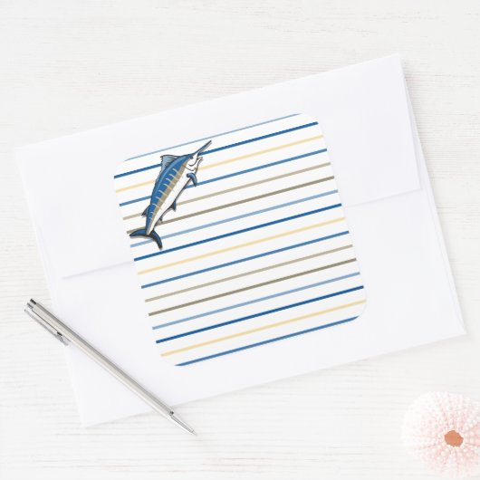 Stickers - Blauwe marlijn op stapes (Envelop)