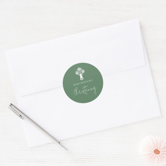 Stickers Bloemenkruis Doopend Varen Groen (Envelop)