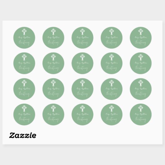Stickers Bloemenkruis Doopsel Sage Green (Vel)