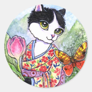 Stickers Cat Geisha Fairy Fantasy van Ann Howard
