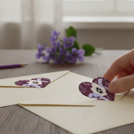 Stickers "Cœur de Violettes" – Bloemsticker