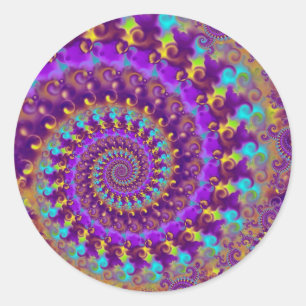 Stickers - Crazy Fractal Paarse terquoise geel