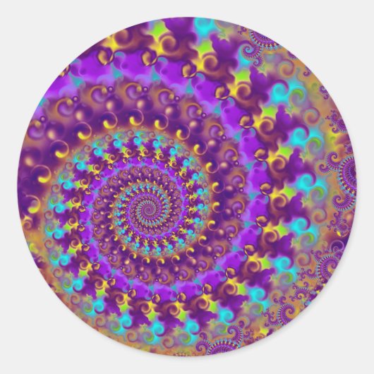 Stickers - Crazy Fractal Paarse terquoise geel (Voorkant)