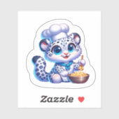 Stickers Cute Kawaii Sneeuwluipaard Franse Kok (Vel)