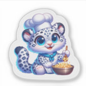 Stickers Cute Kawaii Sneeuwluipaard Franse Kok (Voorkant)