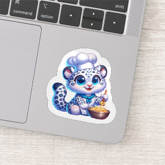 Stickers Cute Kawaii Sneeuwluipaard Franse Kok