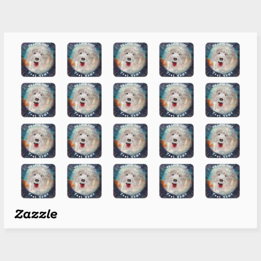 Stickers Cute Labradoodle Dog & Text (Vel)
