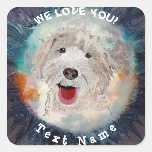 Stickers Cute Labradoodle Dog & Text (Voorkant)