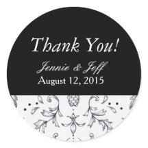 Stickers Dank je, Damask Black en White