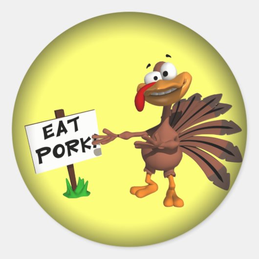 Stickers - eet varkensvlees Thanksgiving Turkije (Voorkant)