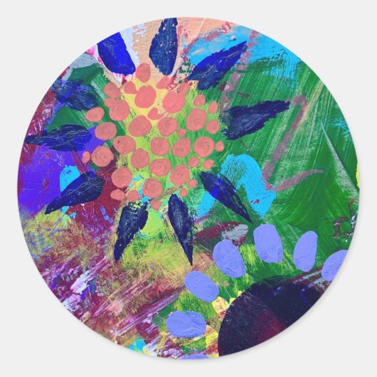 Stickers en zegels in Abstract Flowers Design (Voorkant)