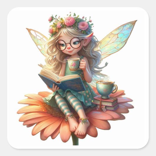 Stickers - Fantasy schepsel lezen boek (Voorkant)
