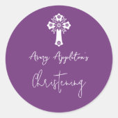 Stickers Floral Cross Christening Sweet Plum (Voorkant)