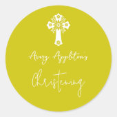 Stickers Floral Cross Christening Yellow (Voorkant)