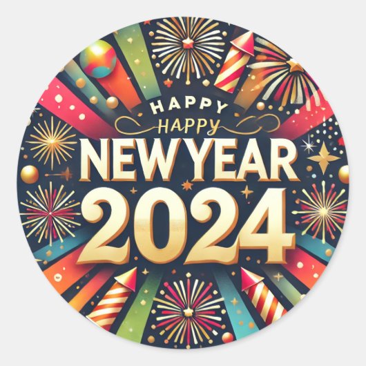 Stickers Gelukkig Nieuwsjaar 2024 (Voorkant)