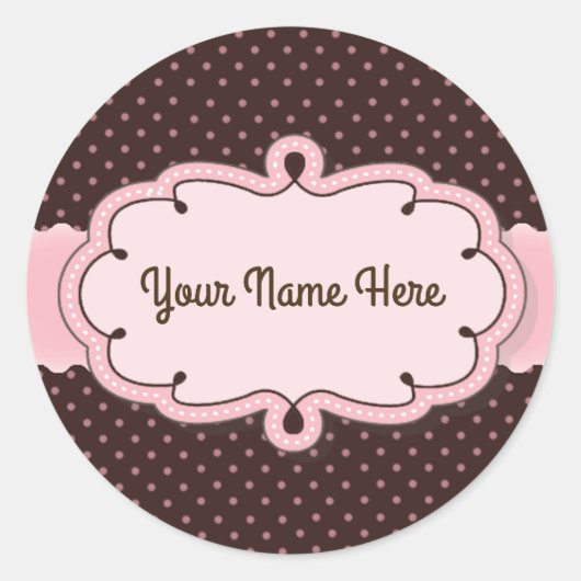 Stickers/gepersonaliseerd monogram met pooldots ronde sticker (Voorkant)