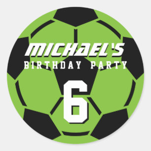 Stickers Groene Voetbal Sport Birthday Party