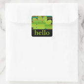 stickers hallo met groene modachtige kalk (Tas)