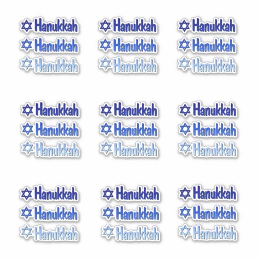 Stickers Hanukkah Blauw op maat gesneden vinyl (Voorkant)
