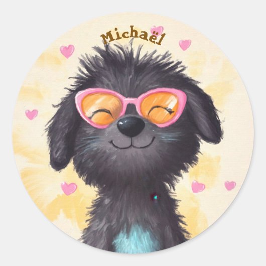 Stickers Happy Dog Valentijnsdag Kinderen School (Voorkant)