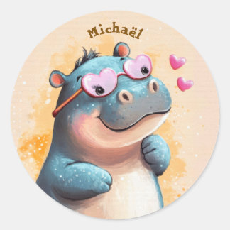 Stickers Hippo Valentine's Day Kids School