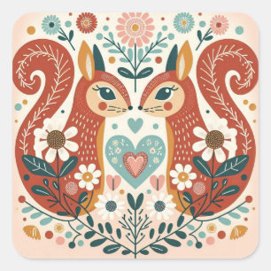 Stickers illusies folk art patroon "eekhoorn"