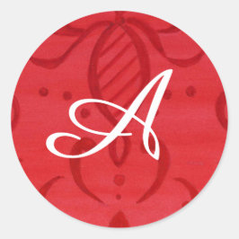 Stickers Initiaal Red Damask en White