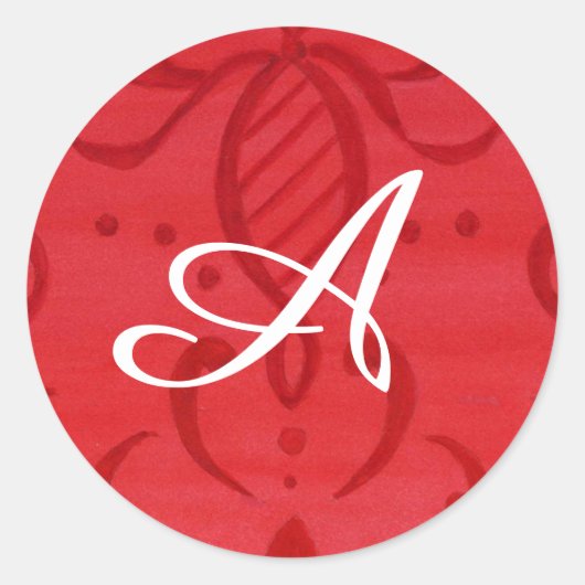 Stickers Initiaal Red Damask en White (Voorkant)