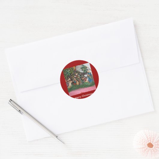 Stickers/Kerstmis/Nativiteit Ronde Sticker (Envelop)