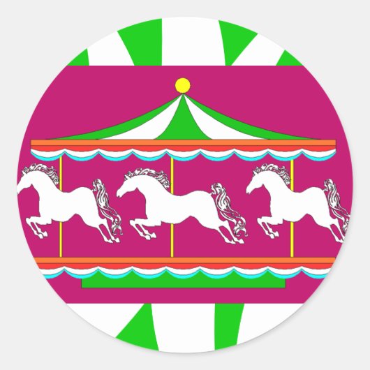 STICKERS Kleurrijke Carrousel Merry-Go-round Paard (Voorkant)