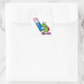 Stickers/Lady Bug met potlood Vierkante Sticker (Tas)