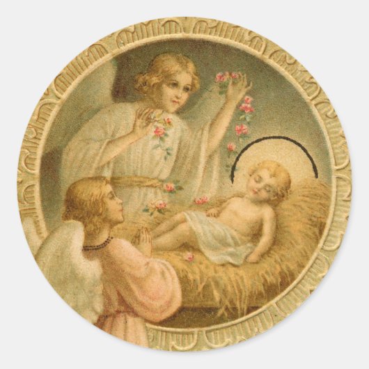 Stickers: Liefde kwam neer met Kerstmis Ronde Sticker (Voorkant)