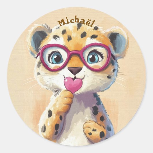 Stickers Luipaard Valentijnsdag Kinderen School (Voorkant)