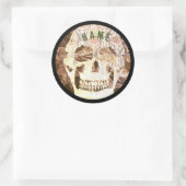 STICKERS MET AANGEPASTE NAAM GRUNGE Schedel RONDE (Tas)
