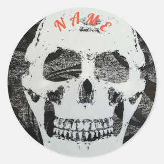 STICKERS MET Aangepaste NAAM Schedel ROND