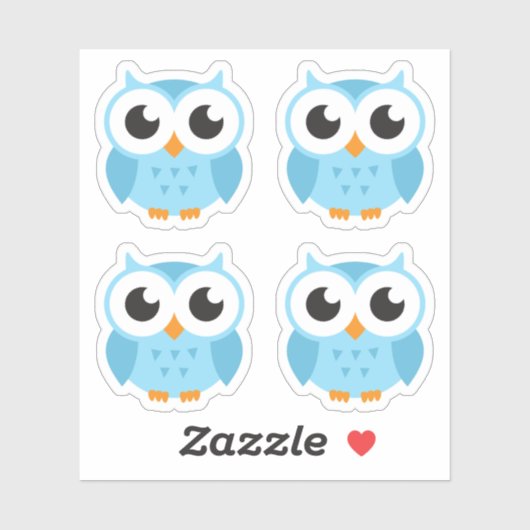 Stickers met blauwe uil (Vel)