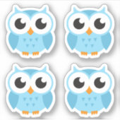 Stickers met blauwe uil (Voorkant)