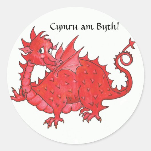  Stickers met Cute Welsh Red Dragon (Voorkant)