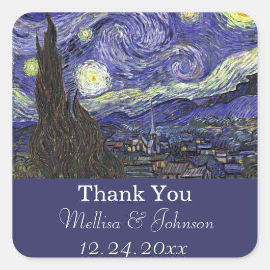 Stickers met dank je voor Starry Night huwelijksgu (Voorkant)