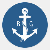 Stickers met een blauwe neusmonogram bruiloft (Voorkant)