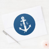 Stickers met een blauwe neusmonogram bruiloft (Envelop)
