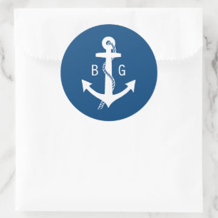 Stickers met een blauwe neusmonogram bruiloft